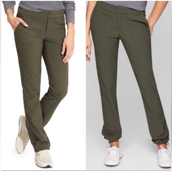 Athleta Wander Trek Tech Water Resistant Green Utility Hiking Pant (Size 8) - Picture 1 of 13
